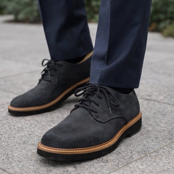 Samuel Hubbard Oxford Derby Shoes Men’s 7 Black Nubuck Leather Vibram Portugal
